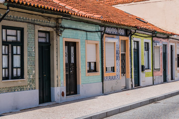 The architecture of typical houses in Aveiro city. Portugal.