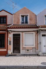 The architecture of typical houses in Aveiro city. Portugal.