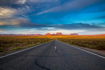 Monument Valley at sunrise.