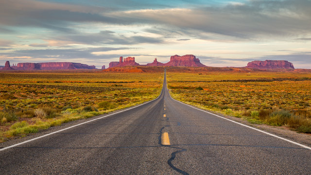 Monument Valley at sunrise.