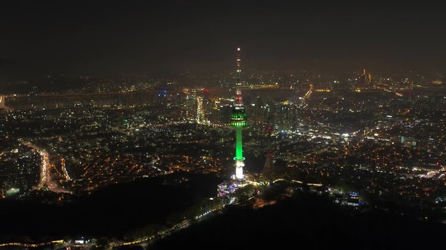 Aerial Korea Seoul April 2017 Seoul Tower Night