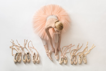 Blonde ballerina in studio