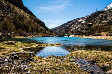 Moncenisio lake landscape