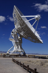 Radio telescope dish pointed up at the sky