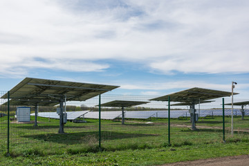 Solar power station. Panel designed to absorb the sun's rays as a source of energy for generating electricity.