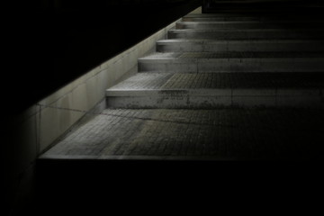 Big steps on staircase shot in the night time