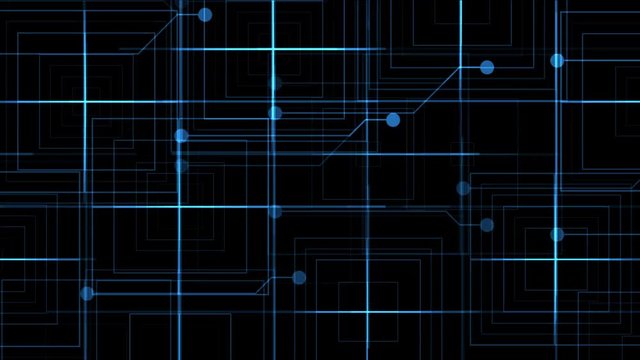 4k Virtual electric technology circuit chip,power science tech lines grid,abstract future matrix dots art particle background.