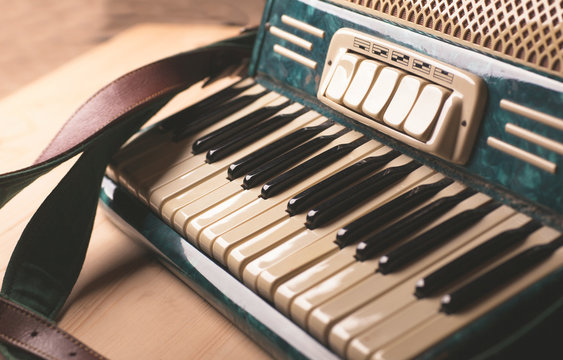vintage accordion keys close up photo