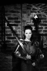 Fototapeta na wymiar medieval girl knight