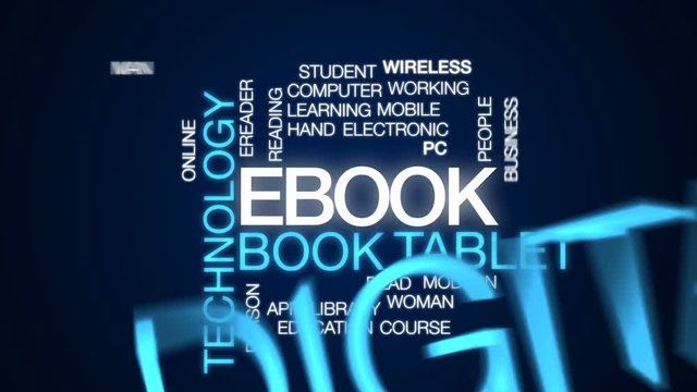 Ebook animated word cloud, text design animation.