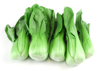 Bok choy green leaf Asia vegetable on white background