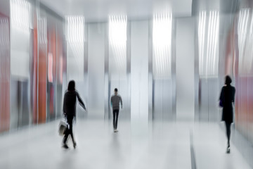 elevator cabins in a business lobby