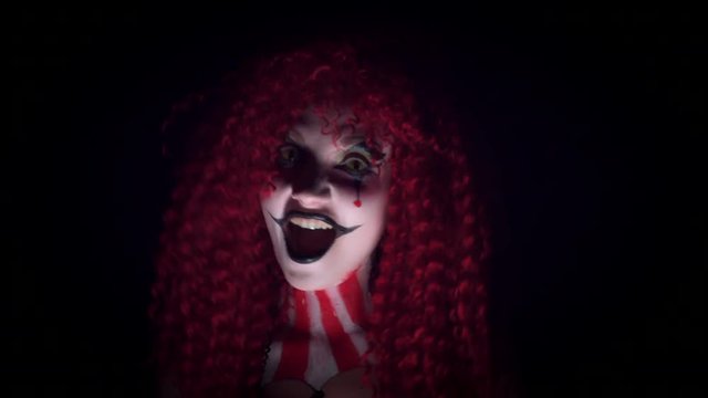 4k Halloween Horror Clown Woman in Circus