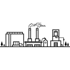 Skyline of factory industry black and white line