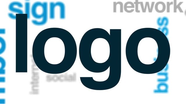 Logo animated word cloud, text design animation.