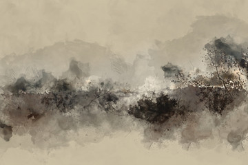 Abstract flower on watercolor background, Watercolor painting,