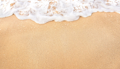 Soft wave lapped the sandy beach, Summer Background.