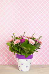 Colorful  bouquet flowers in bucket