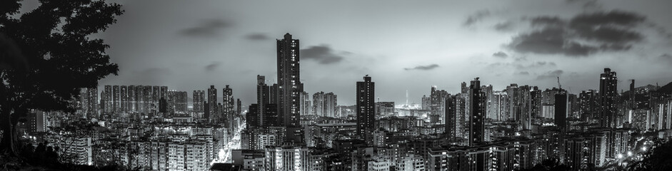 Hong Kong cityscape with B&W color