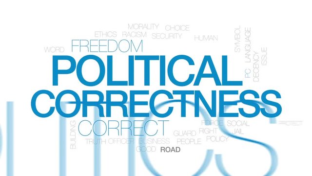 Political correctness animated word cloud, text design animation. Kinetic typography.