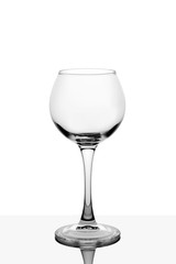 Empty wine glass isolated on white