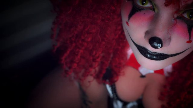 4k Halloween Horror Clown Woman Portrait