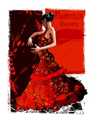 Fotobehang Art studio Flamenco spaanse danseres vrouw