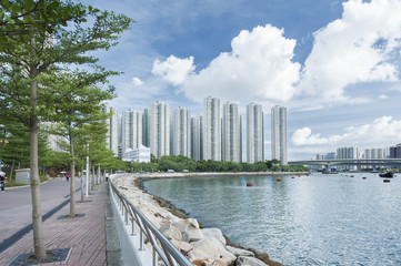 Residential district in Hong Kong city
