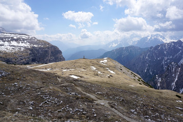 Trekking route at Tre Cime di Lavaredo in Dolomite, Italy