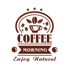 Vector icon coffee cup or bean of cafeteria cafe