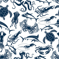 Vector seamless pattern sea fish fishing catch