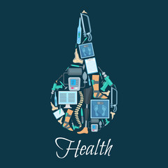 Syringe vector medical poster of medicine items