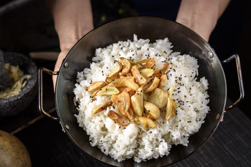 Roasted Garlic over Steamed Rice