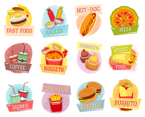 Vector icons for fast food menu design
