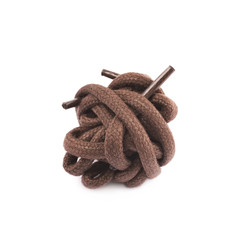 Shoelace crumpled in a ball isolated