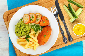 cutlets filled with melted butter, top view