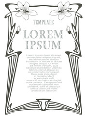 Plant border. Nature frame. Vector template.