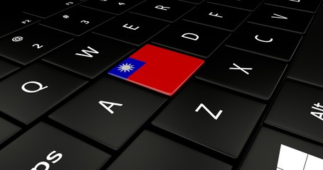 Close up of Taiwan flag button on laptop keyboard.