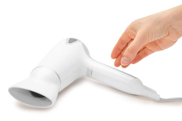 woman hand holding hairdryer.