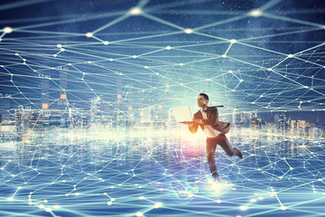 Obraz premium Business on the move. Mixed media