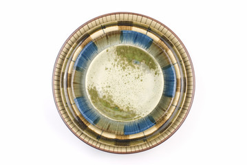 Isolated colorful pottery dish