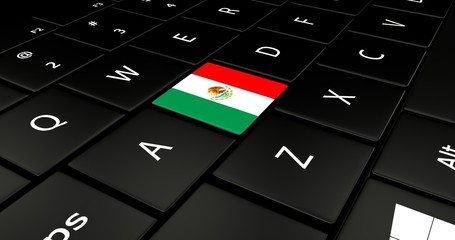 Close up of Mexico flag button on laptop keyboard.