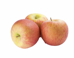 Three apples with drops