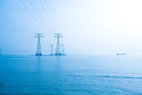The high-voltage power transmission towers