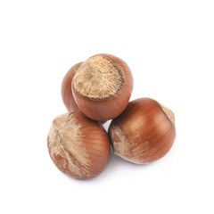 Pile of hazelnuts isolated