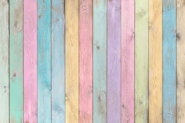 Foto op Plexiglas colorful pastel wood planks texture or background © Andrey Kuzmin