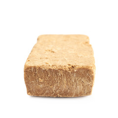 Briquette of nut halva confection isolated