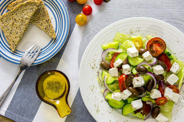 Greek salad fresh vegetables and fetta cheese