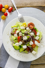 Greek salad fresh vegetables and fetta cheese