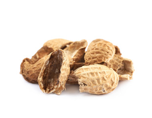 Pile of peanut shells isolated